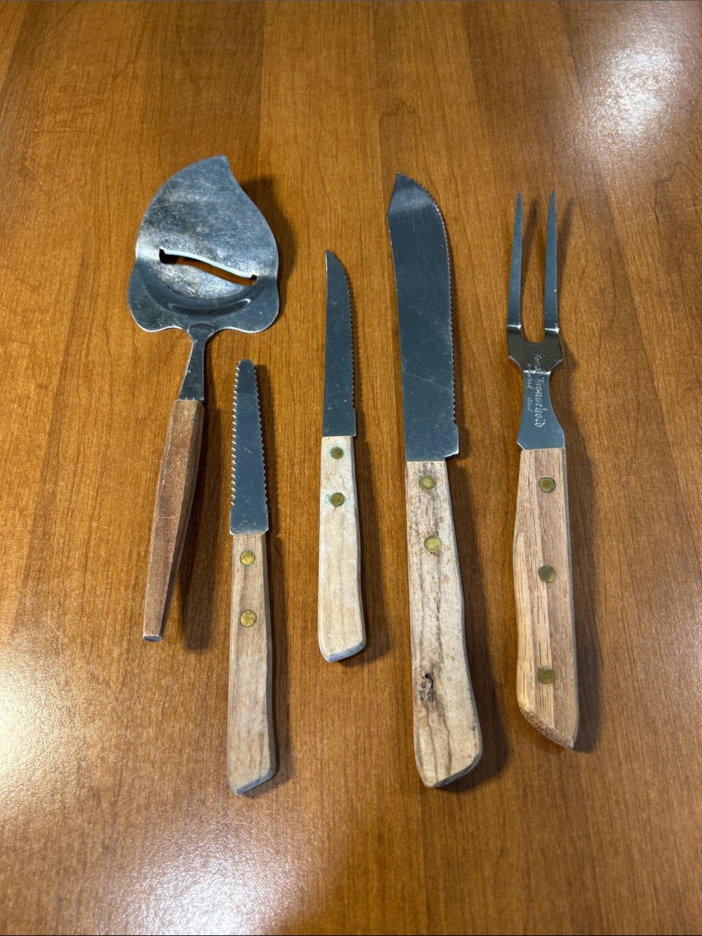 Wood Handle Carving & Serving Knife Set - Natural Wood Japan Stainless Steel